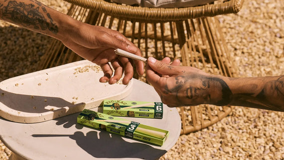 Hemp rolling papers Zig-Zag Organic Hemp Cones being shared outdoors, emphasizing natural and social smoking experience.