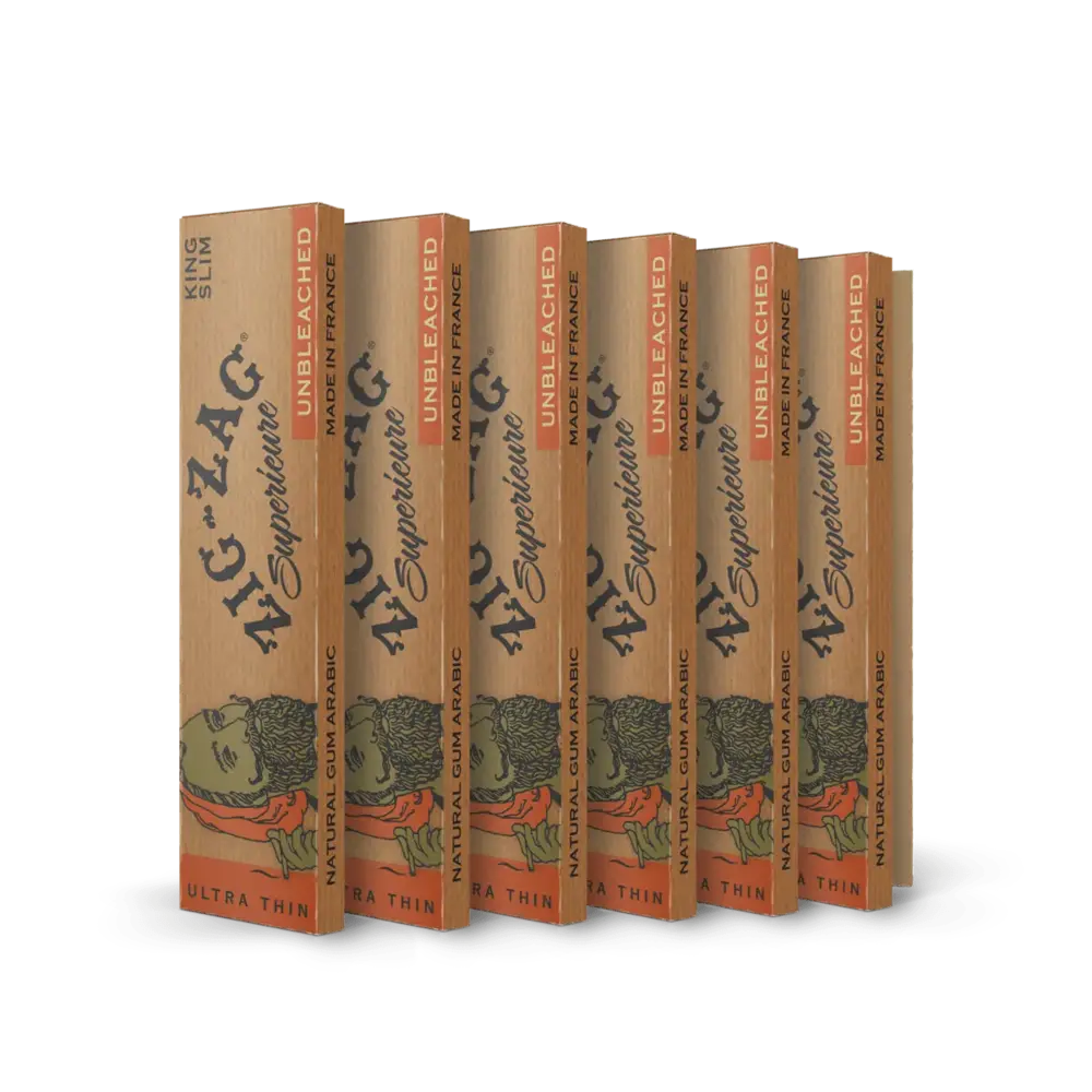 6 Pack Unbleached Papers King Slim | Zig-Zag