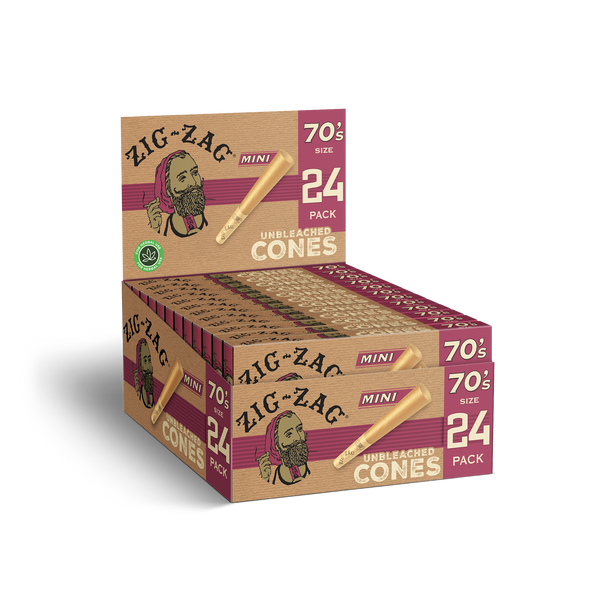 Unbleached Pre-Rolled Cones 70mm Minis - 24 Ct