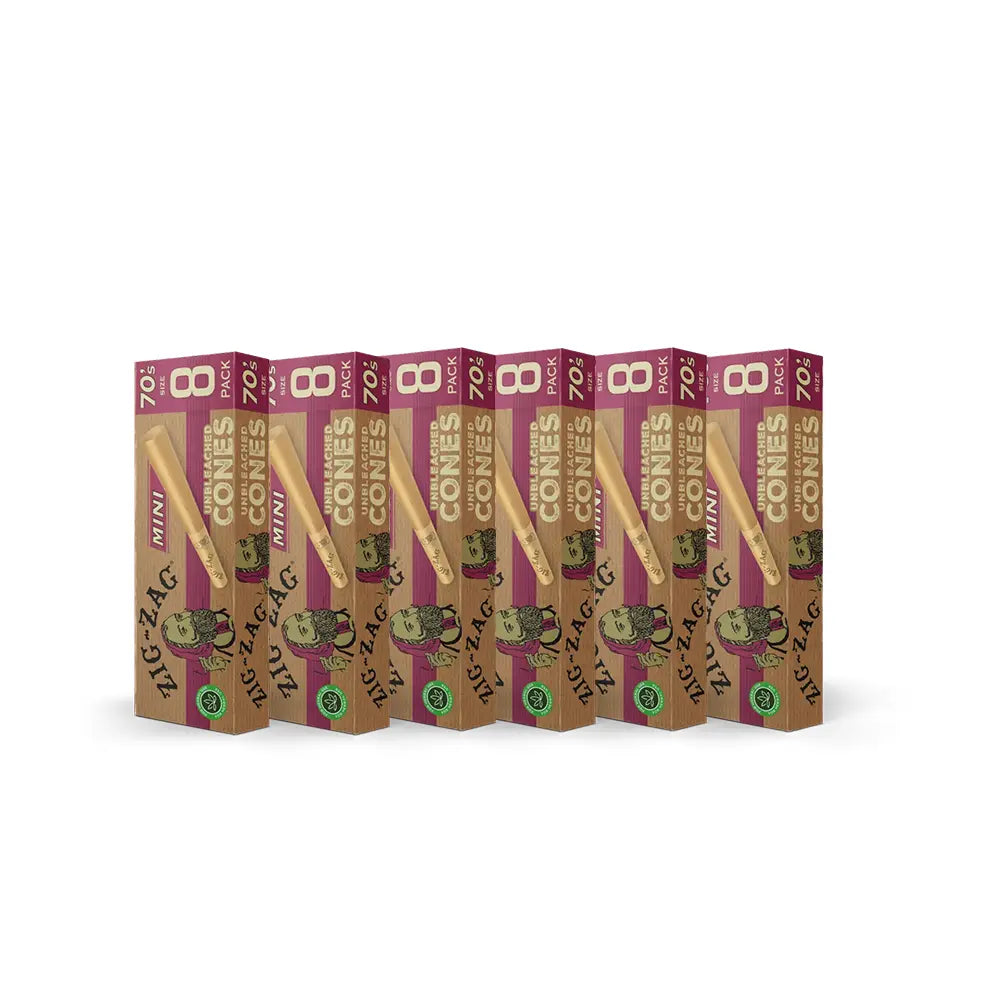 6 Pack Unbleached Mini Pre Rolled Paper Cones - 70MM