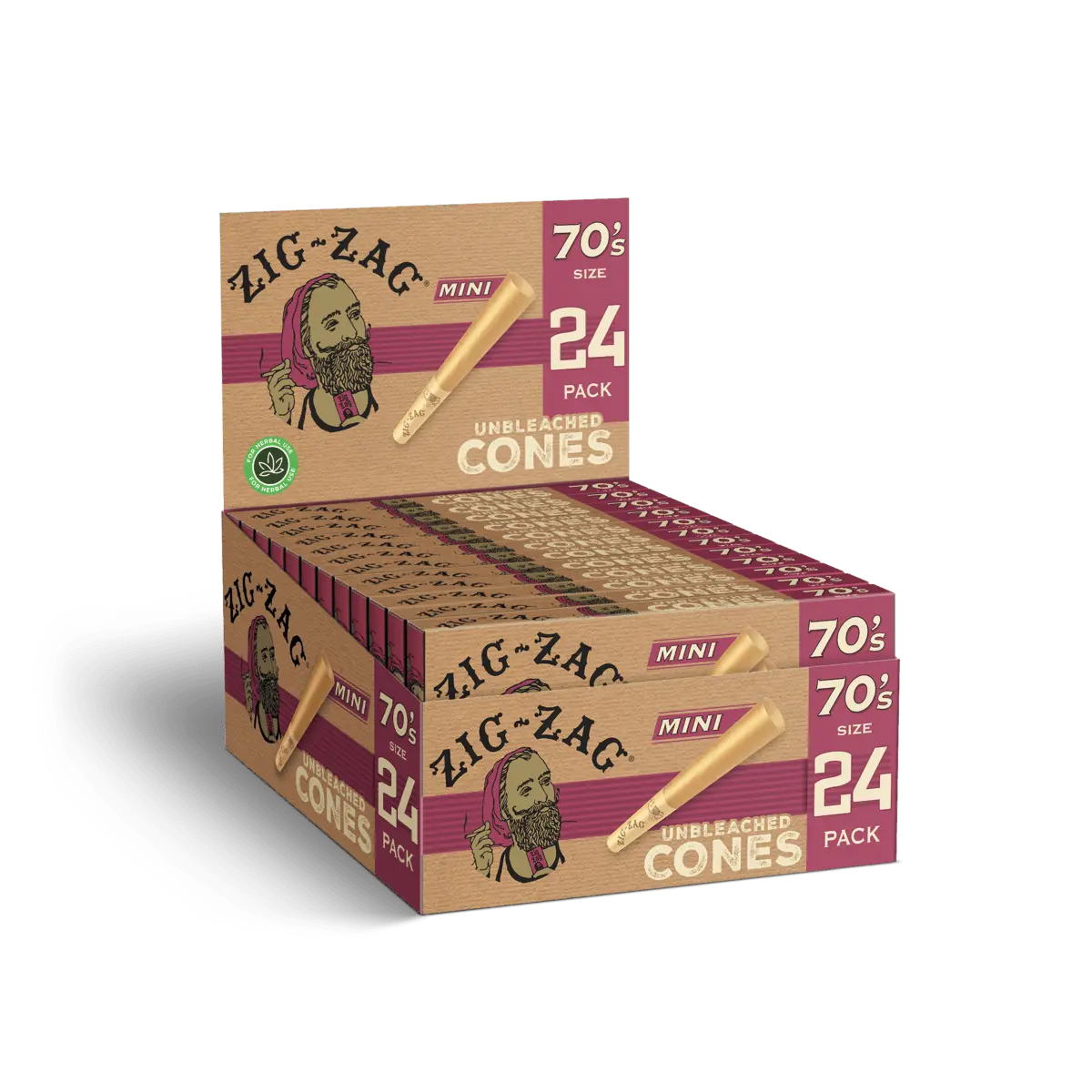 Unbleached Pre-Rolled Cones 70mm Minis - 24 Ct