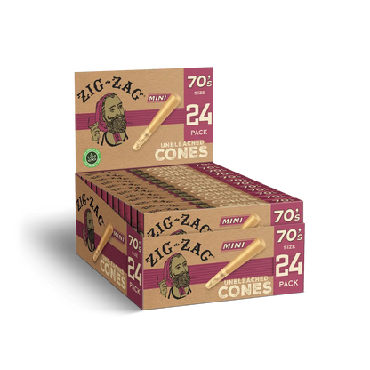 Unbleached Pre-Rolled Cones 70mm Minis - 24 Ct