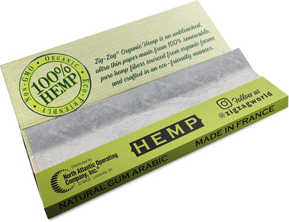 Natural hemp rolling papers from Zig-Zag made in France with unbleached, eco-friendly, non-GMO organic hemp and natural gum Arabic.