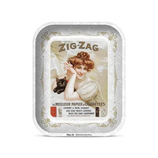 Zig-Zag Vintage White Rolling Tray