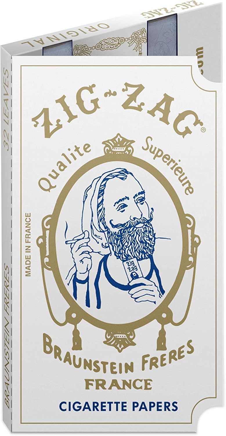 Zig-Zag Qualité Supérieure cigarette papers pack, featuring the iconic bearded man logo and Braunstein Frères France branding.