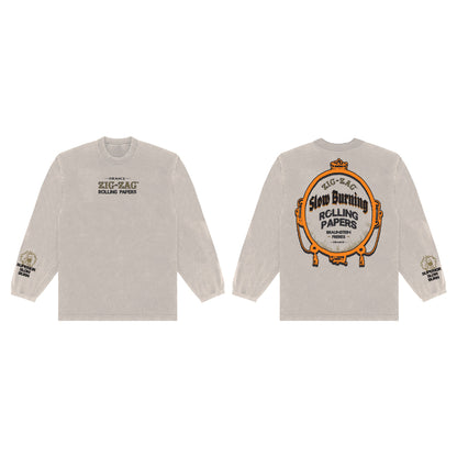 ZIG-ZAG BURNING CREST LONG SLEEVE - Stone