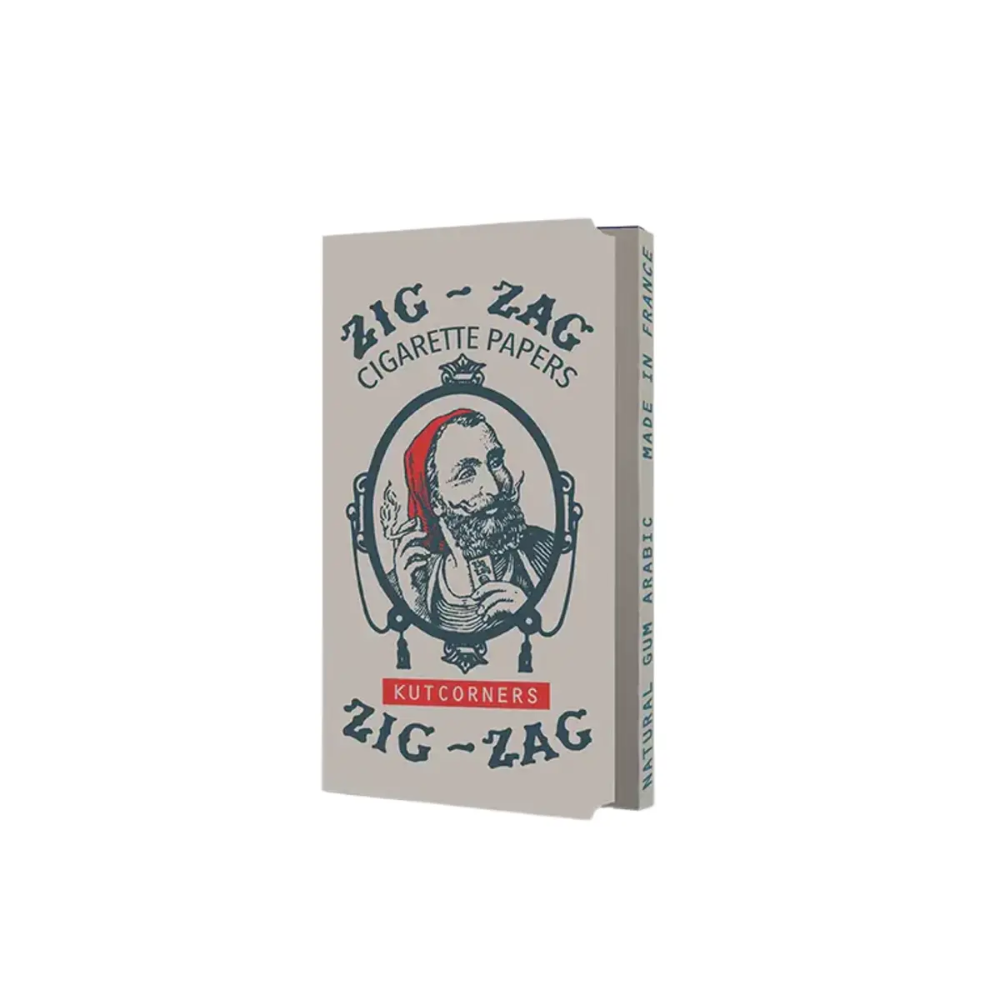 Natural gum cigarette papers featuring Zig-Zag Kutcorners design and made in France.