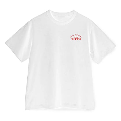White Zig-Zag t-shirt with bold red and black vintage rolling papers graphic and branding on the back.